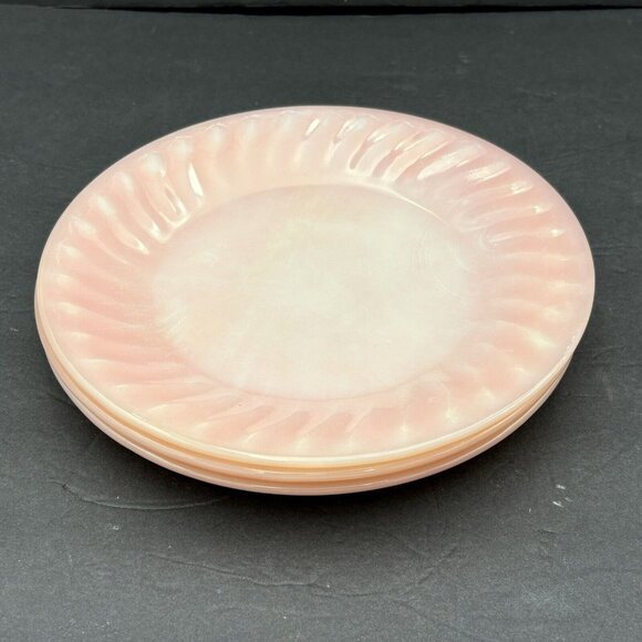 Set of 3 VTG 50s Fire King Pink‎ Swirl 9” Dinner Plates Ovenware Anchor Hocking - Picture 8 of 10